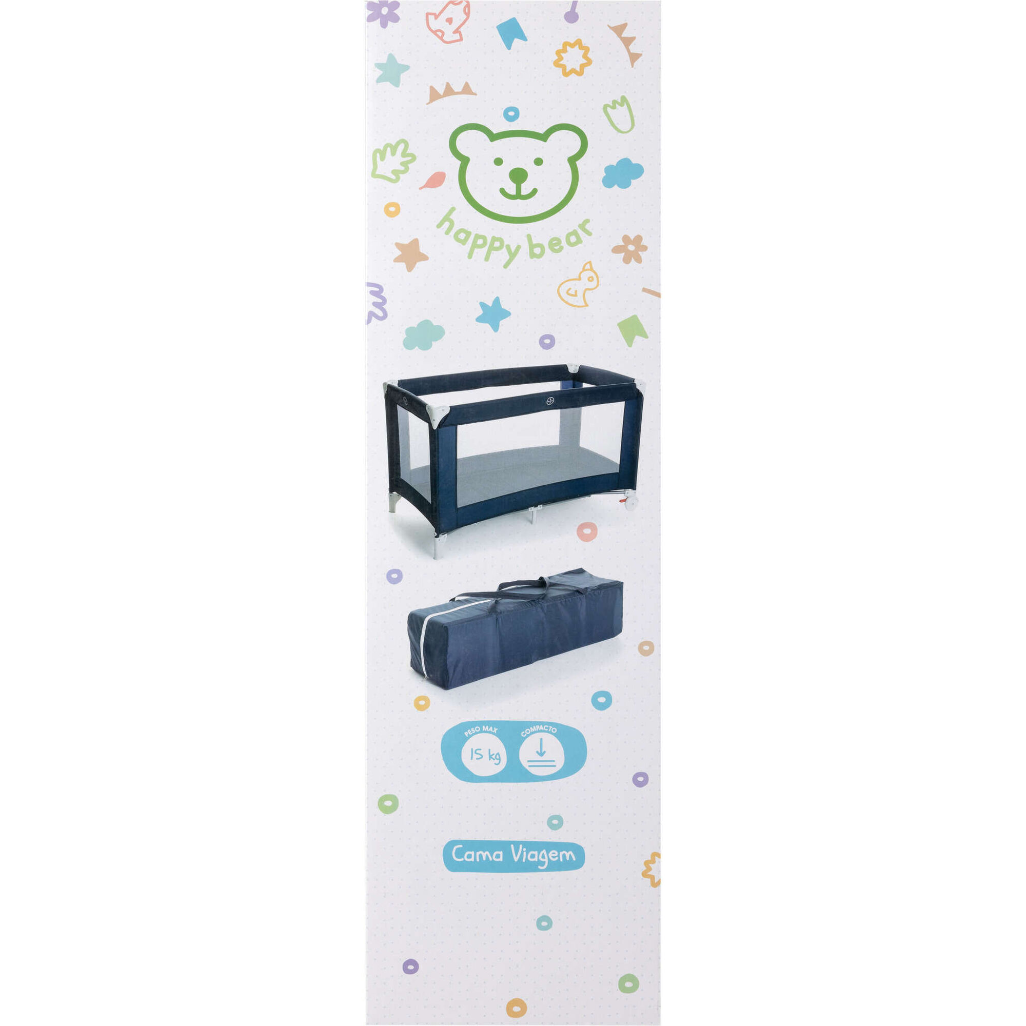 Cama de Viagem Azul Happy Bear