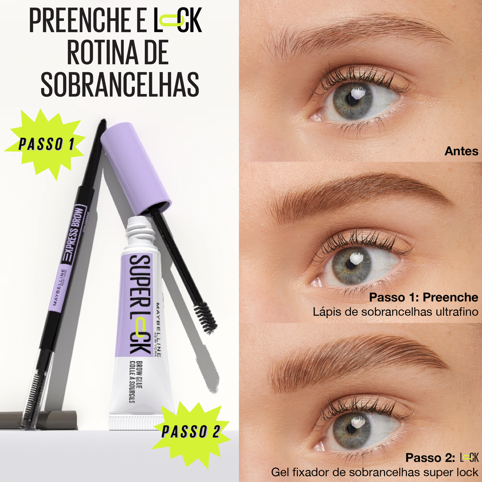 Cola Pestanas Superlock Medium Brown Maybelline New York