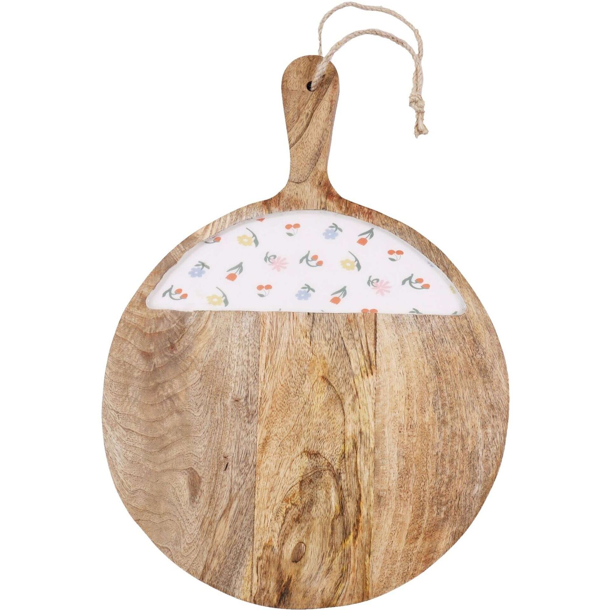 T&aacute;bua Redonda 35cm Cru com Flores Kasa