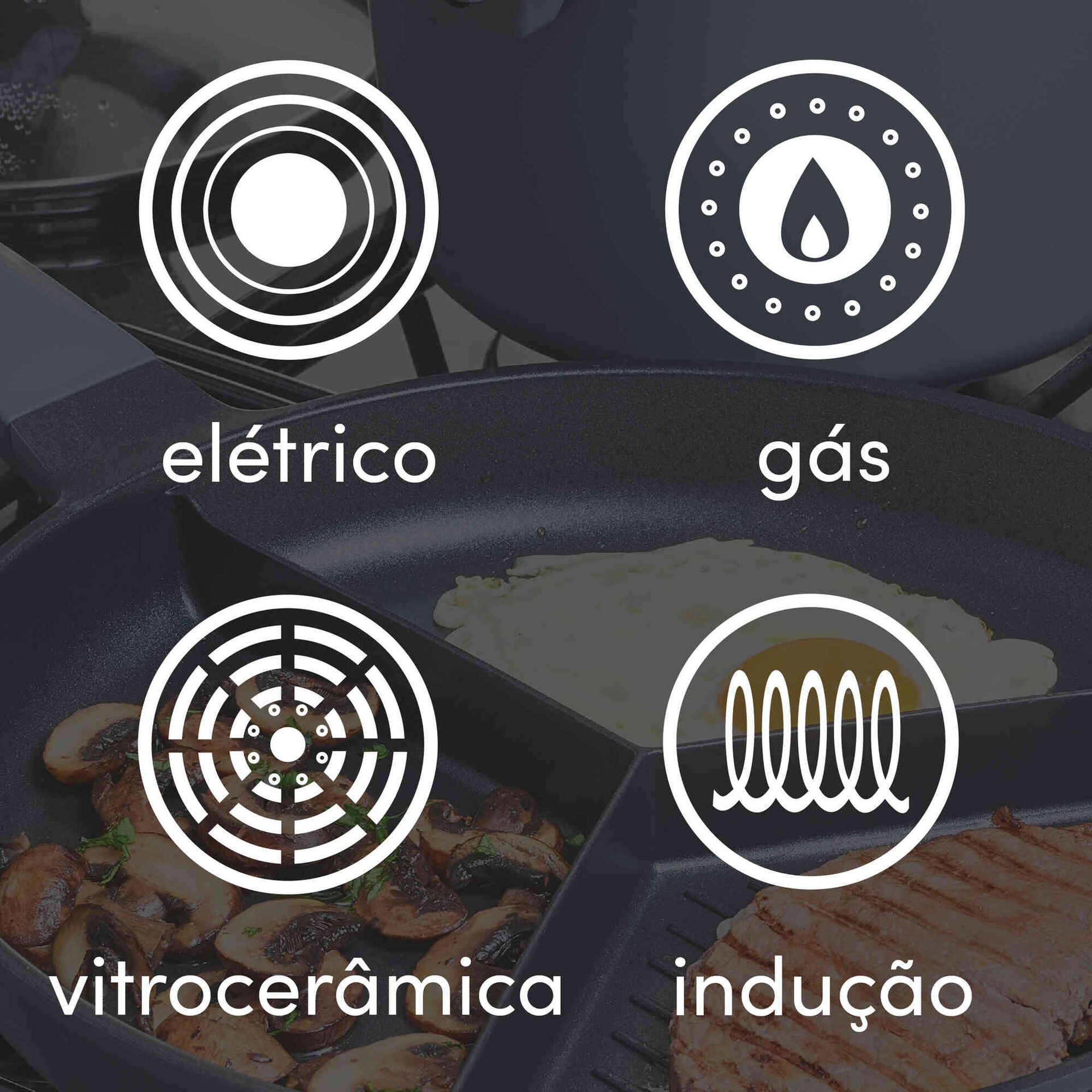 Frigideira Alumínio 35cm com 3 Divisórias