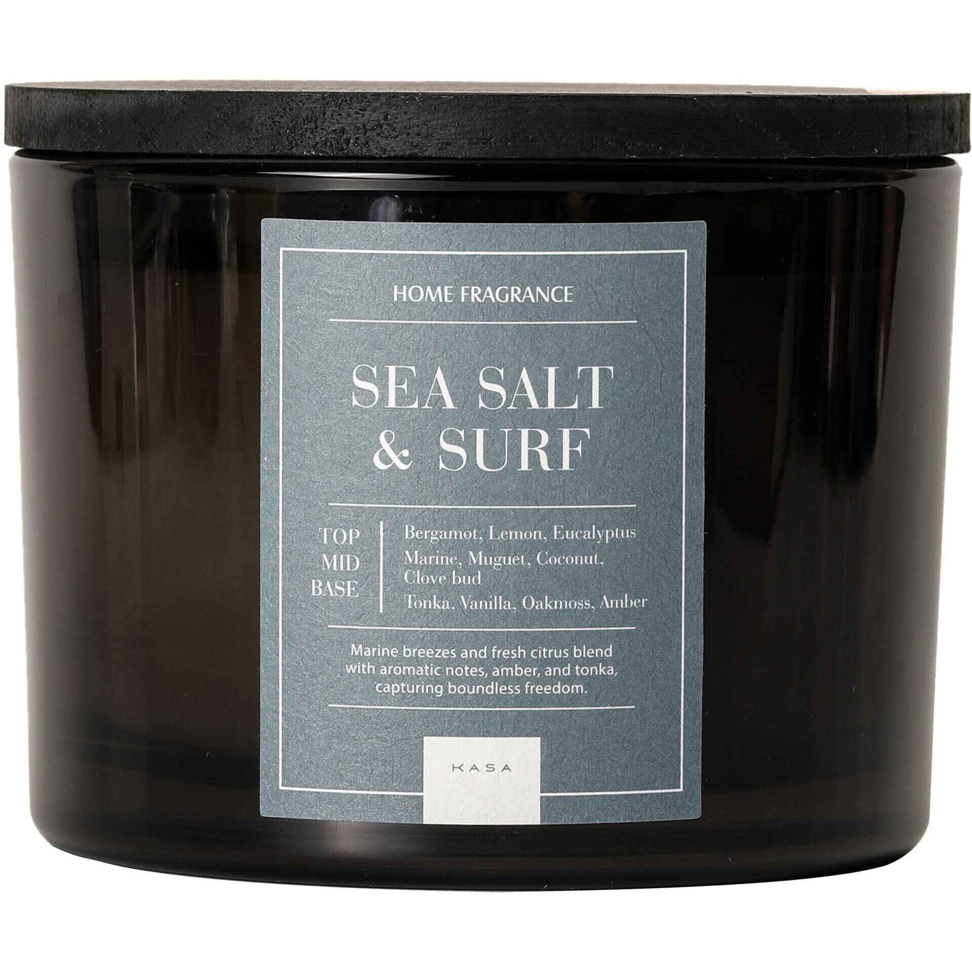 Vela em Copo Tampa Madeira Escura Sea Salt 879g