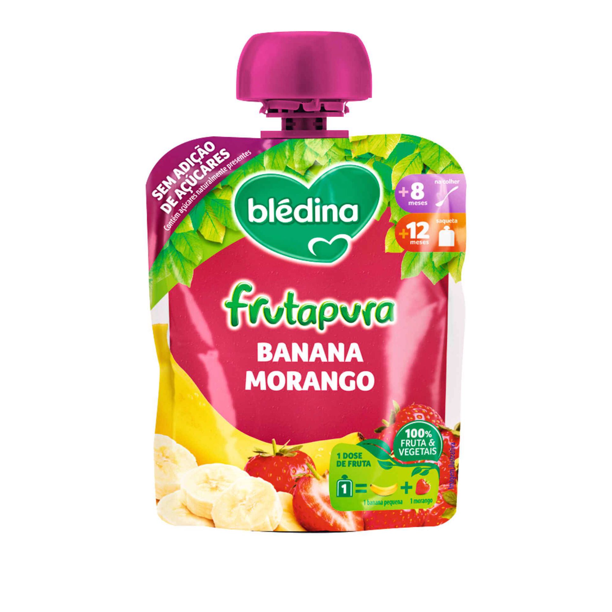 Saqueta de Fruta Banana e Morango Frutapura +8 Meses Saqueta de Fruta Banana e Morango Frutapura +8 Meses
