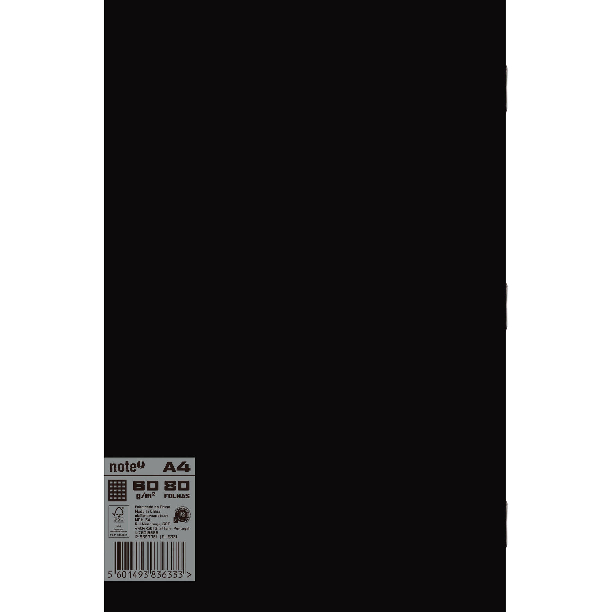 Caderno Agrafado Quadriculado A4 Preto Note!