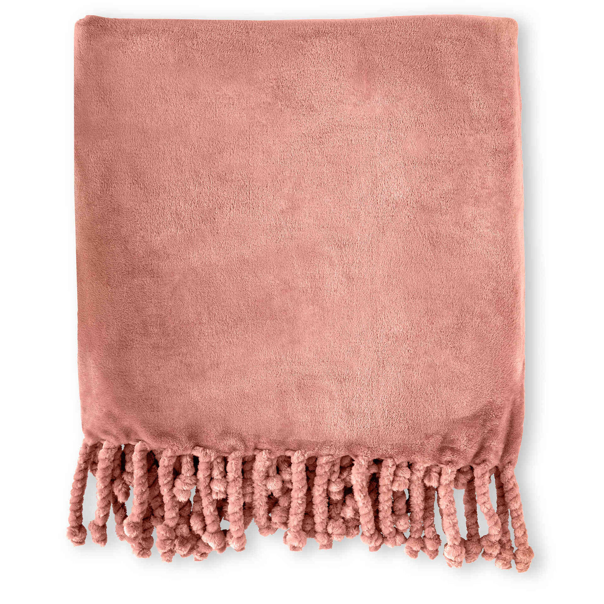 Manta Flanela com Franjas 130x170cm Rosa