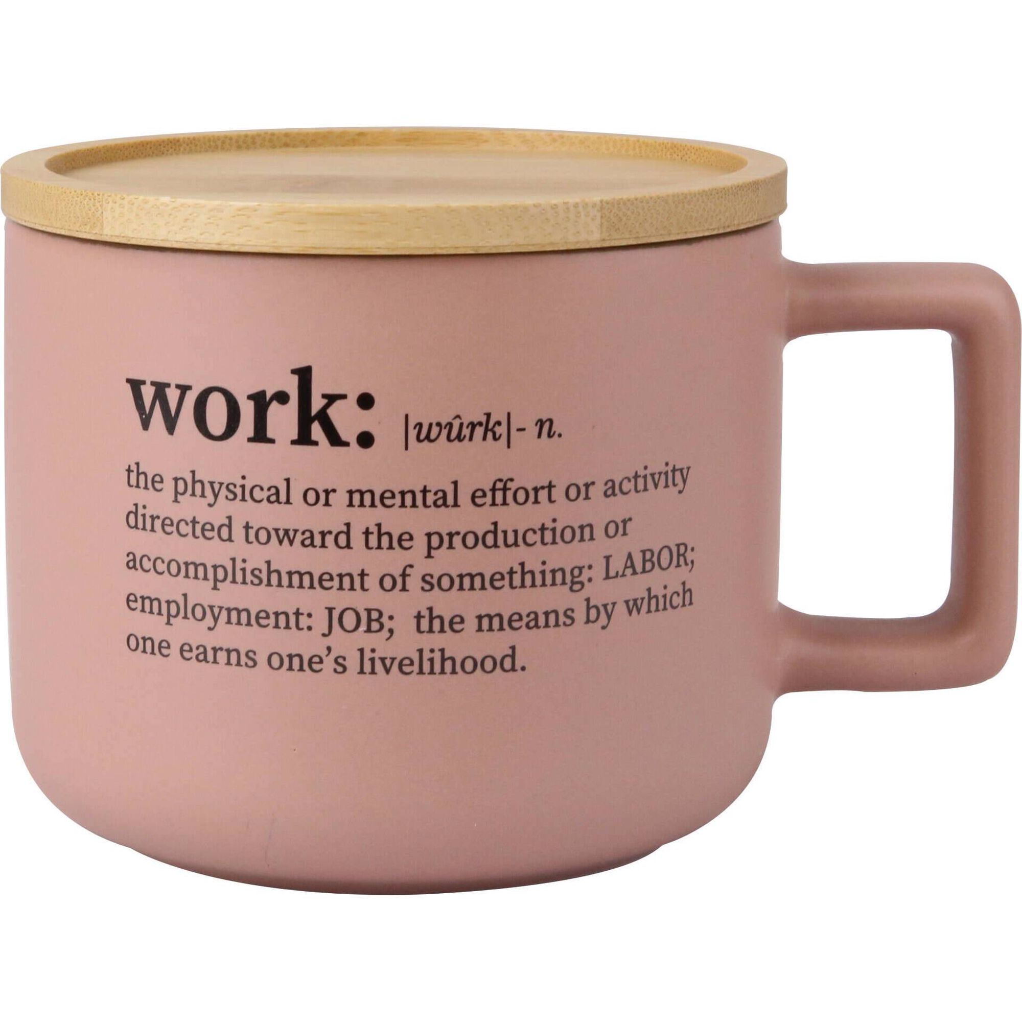 Caneca 400ml Rosa com Tampa Work