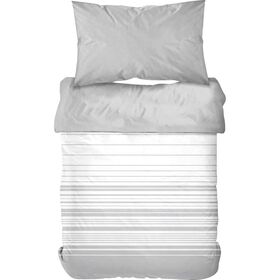 Conjunto Capa Edredão Algodão 160x220cm Risca Cinza Conjunto Capa Edredão Algodão 160x220cm Risca Cinza