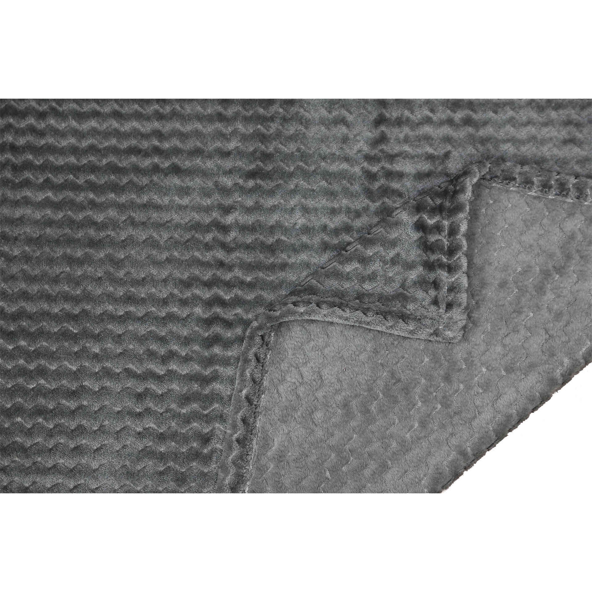 Manta Flanela Jacquard 160x130cm Zig Zag Cinza Kasa