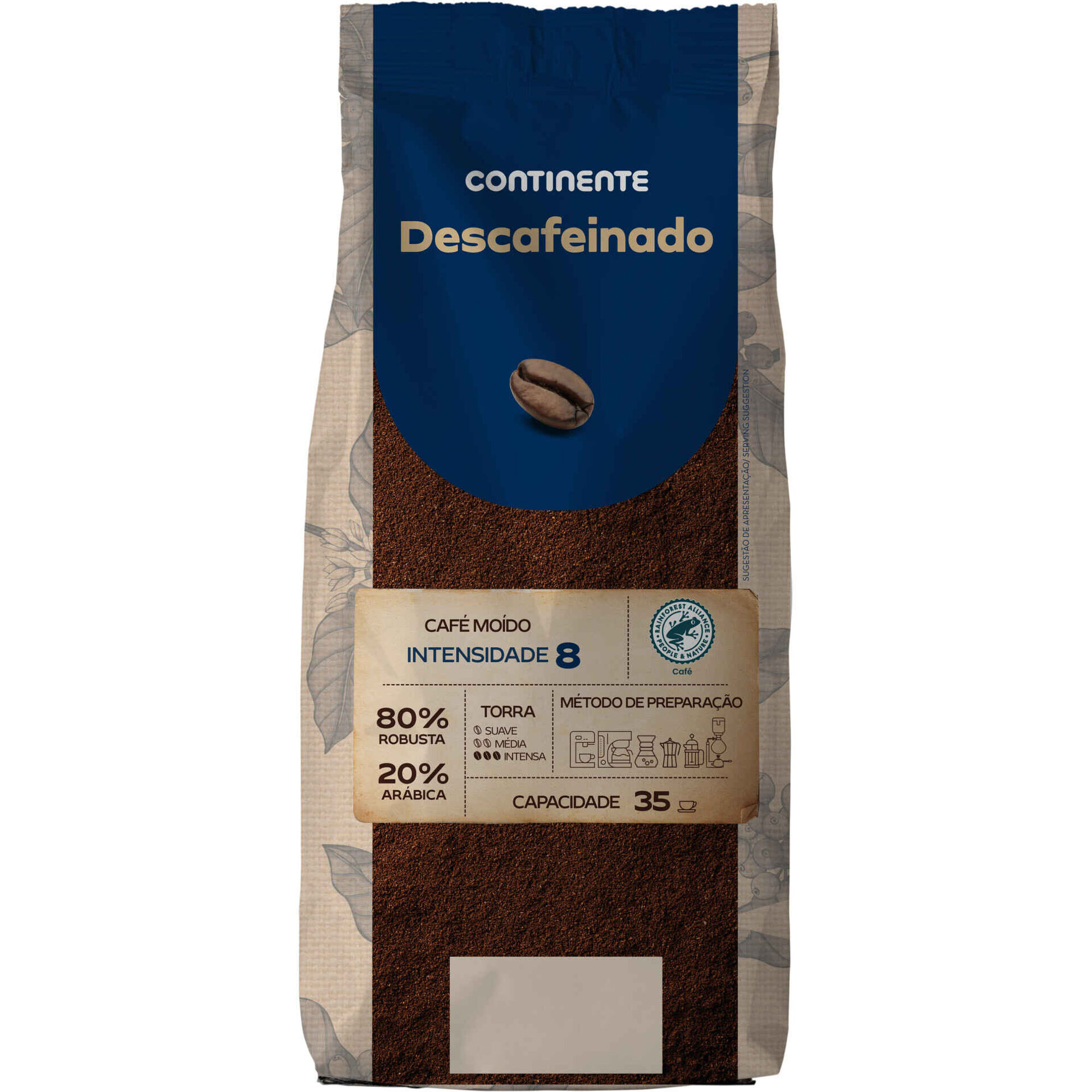 Caf&eacute; Mo&iacute;do Descafeinado Moagem Universal Int 8 Continente
