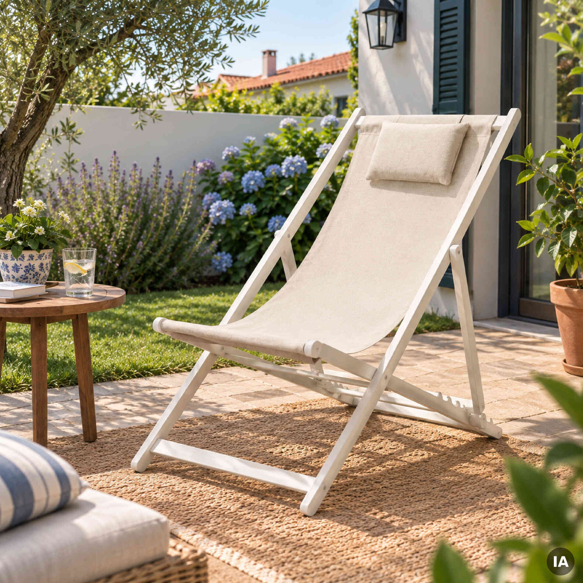 Cadeira de Metal Relax com Almofada Bege Kasa