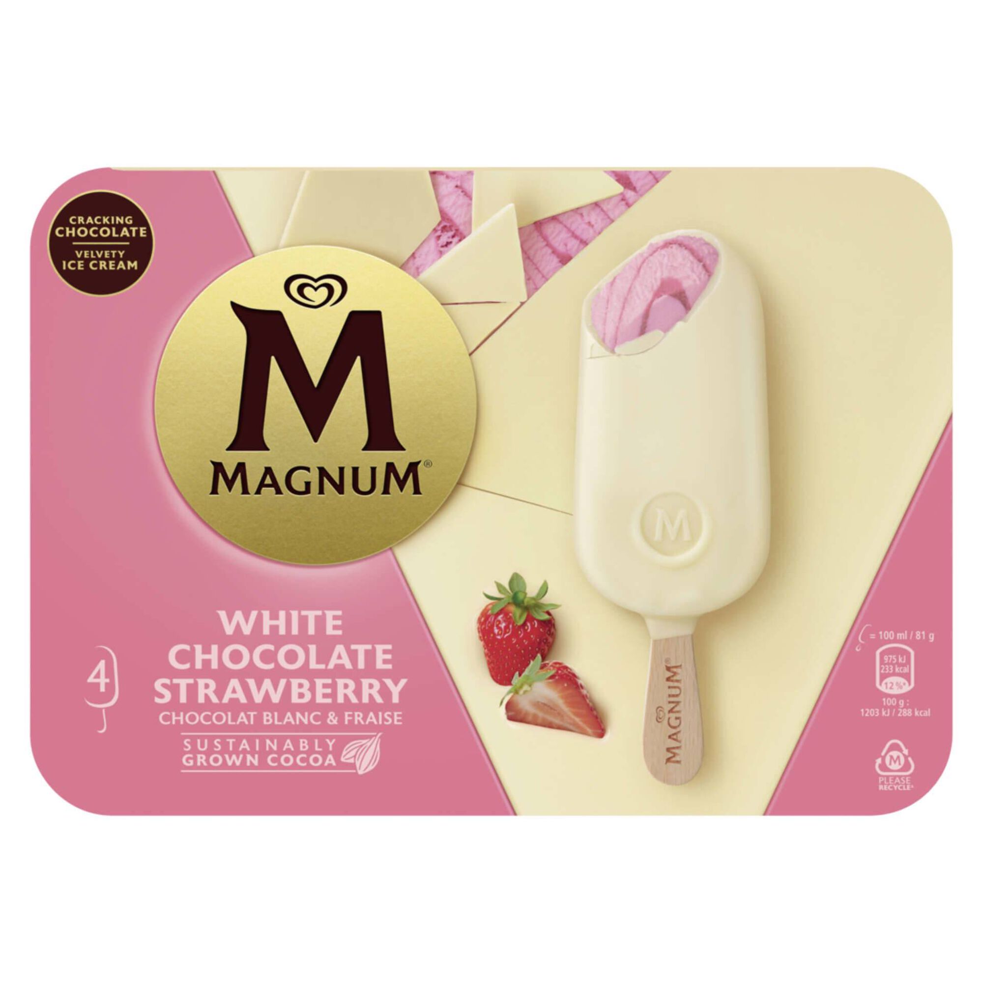 Gelado Chocolate Branco e Morango