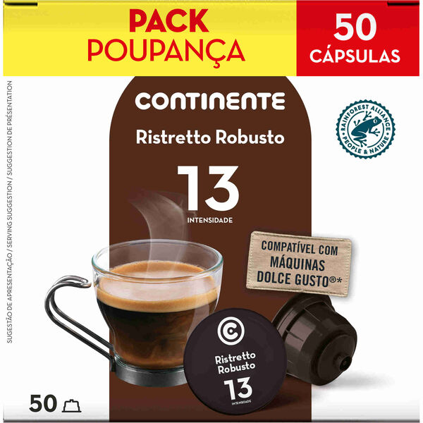 Cápsulas de Café Ristretto Robusto Int 13 Pack Poupança Continente