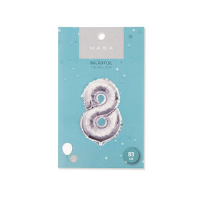 Balão Foil Nº8 83cm Prateado