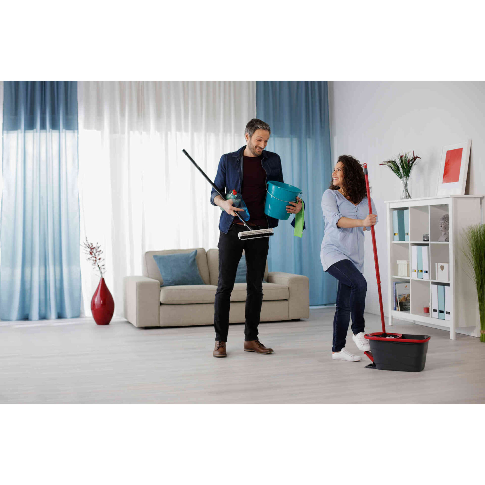 Sistema Turbo Smart Esfregona Microfibras e Balde com pedal Vileda