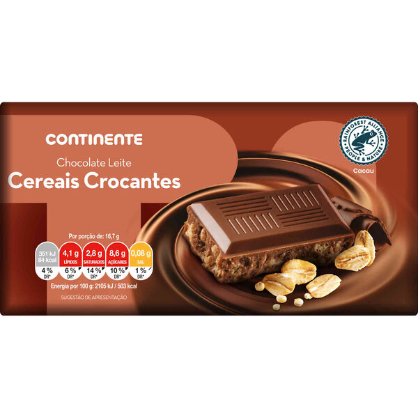 Tablete de Chocolate Cereais Crocantes Continente