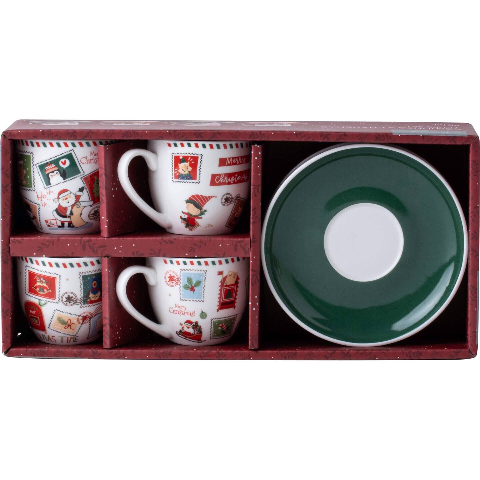 Conjunto 4 Ch&aacute;venas 80ml Natal Kasa