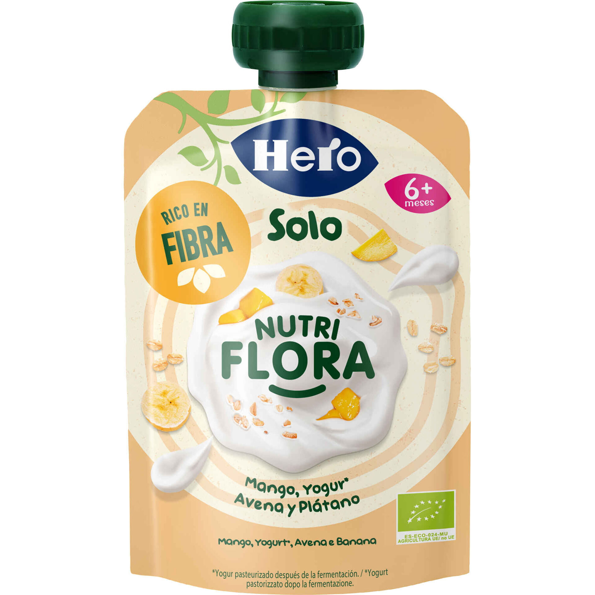 Saqueta de Fruta Manga, Iogurte e Aveia +6M