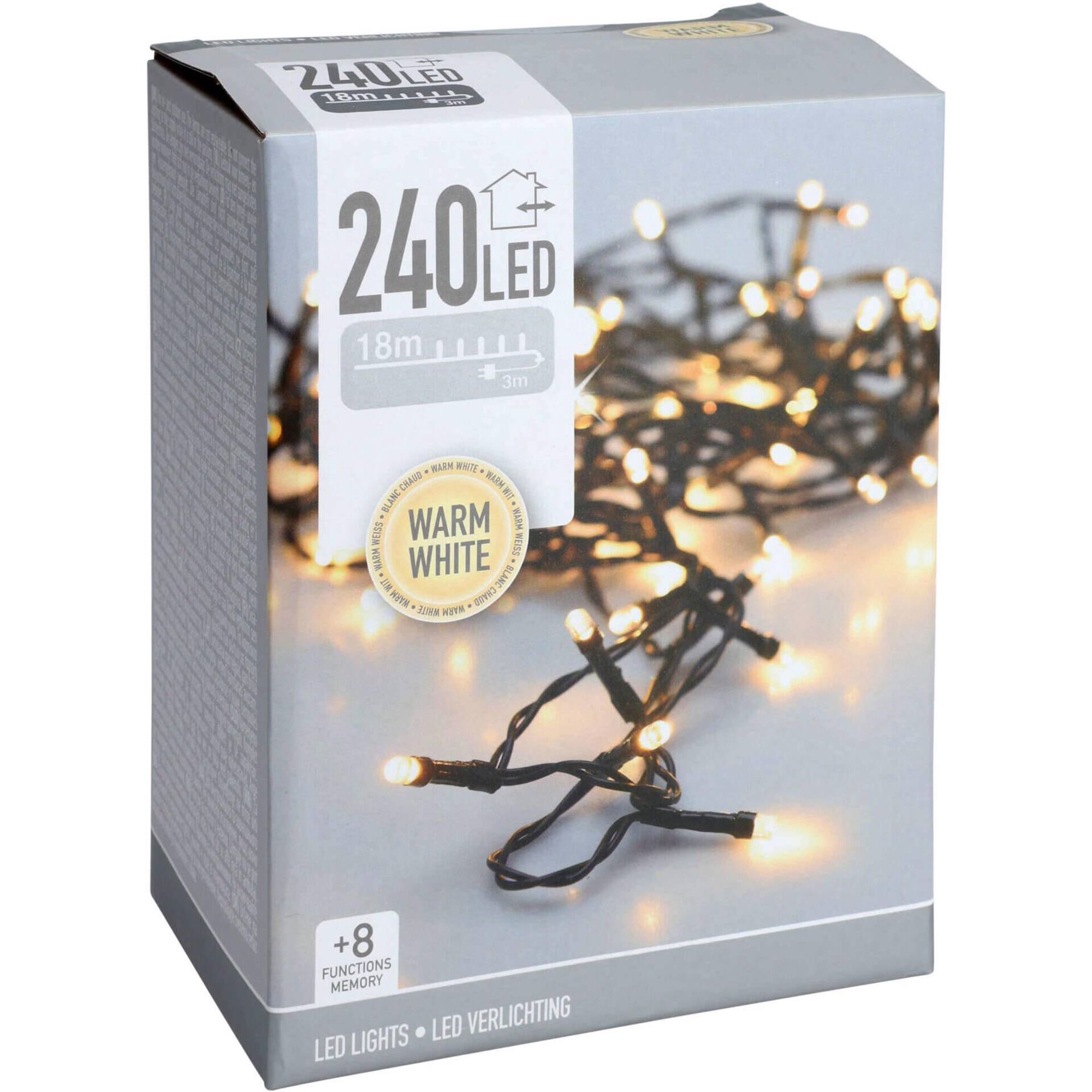 Conjunto 240 Luzes Led Branco Quente 8 Fun&ccedil;&otilde;es