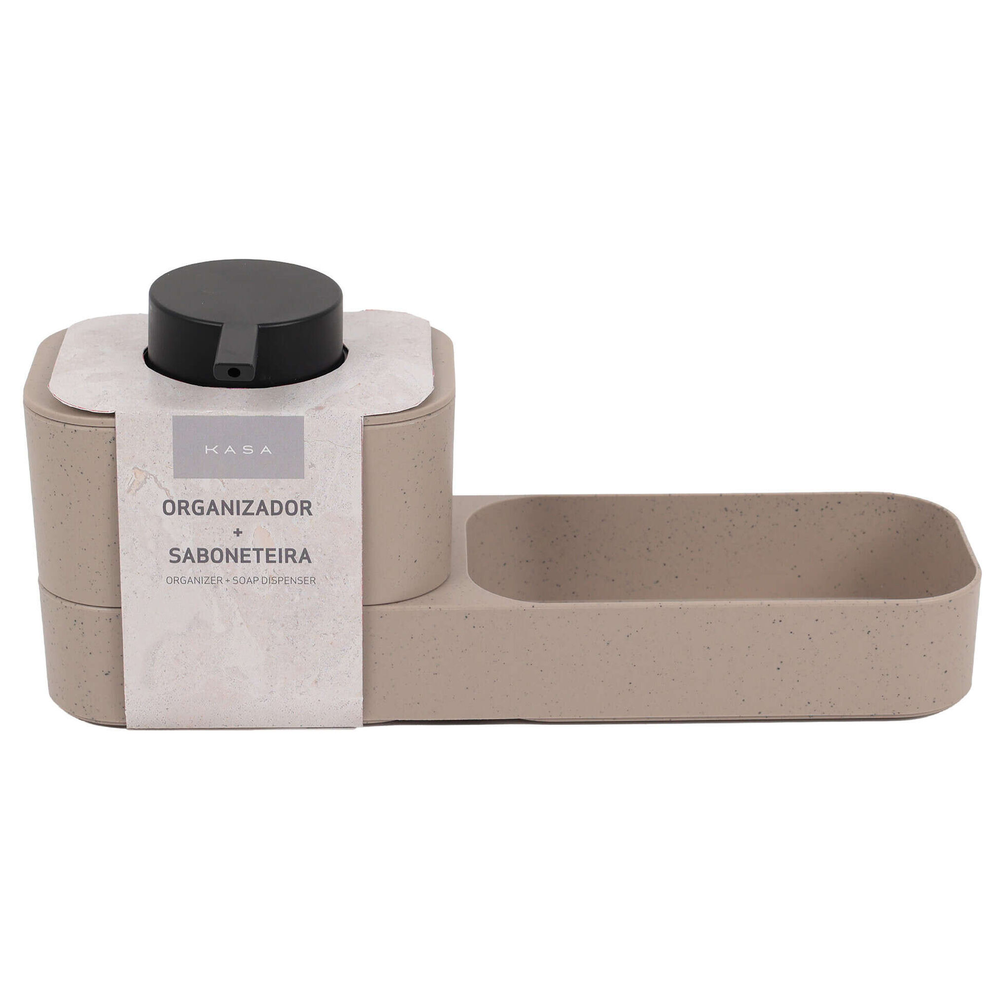 Conjunto Organizador e Saboneteira Bege Kasa