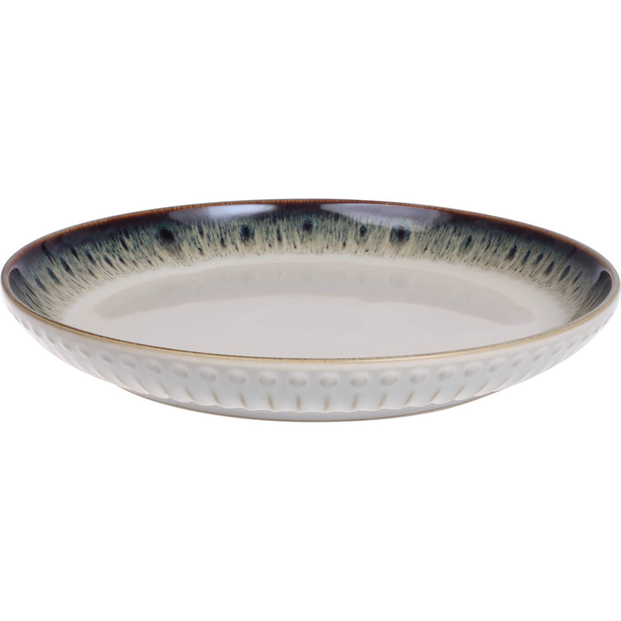 Travessa Redonda 26cm Branco Canelado