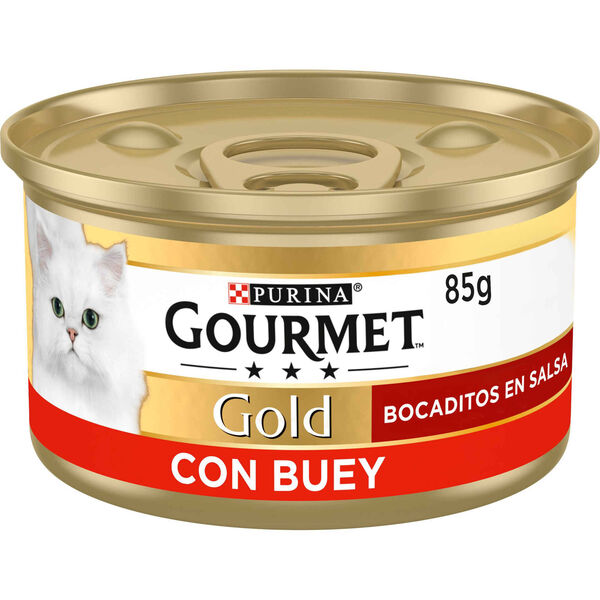 Comida Húmida para Gato Adulto Pedacinhos em Molho Vaca Purina Gourmet Gold