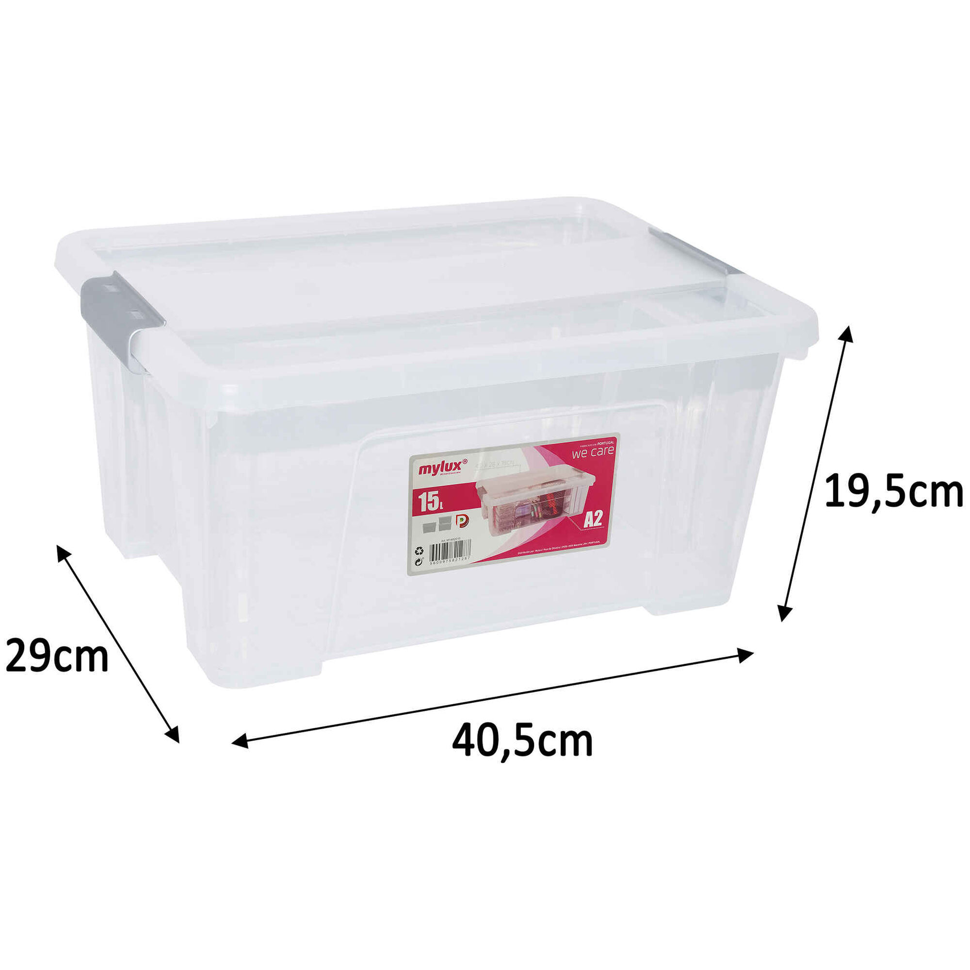 Caixa Multiusos Transparente com Tampa 15L