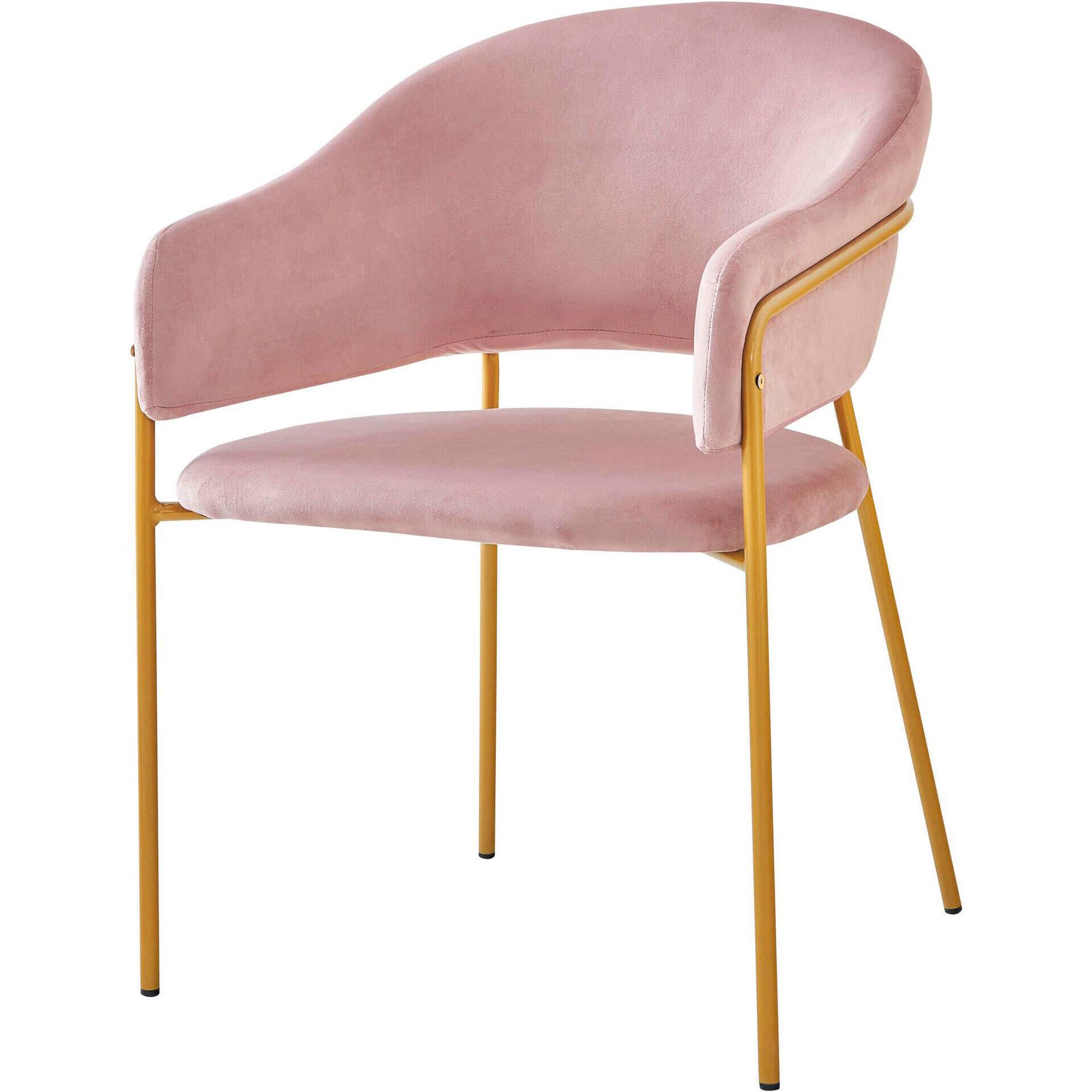 Cadeira Estofada com Bra&ccedil;os Rosa Torino Kasa