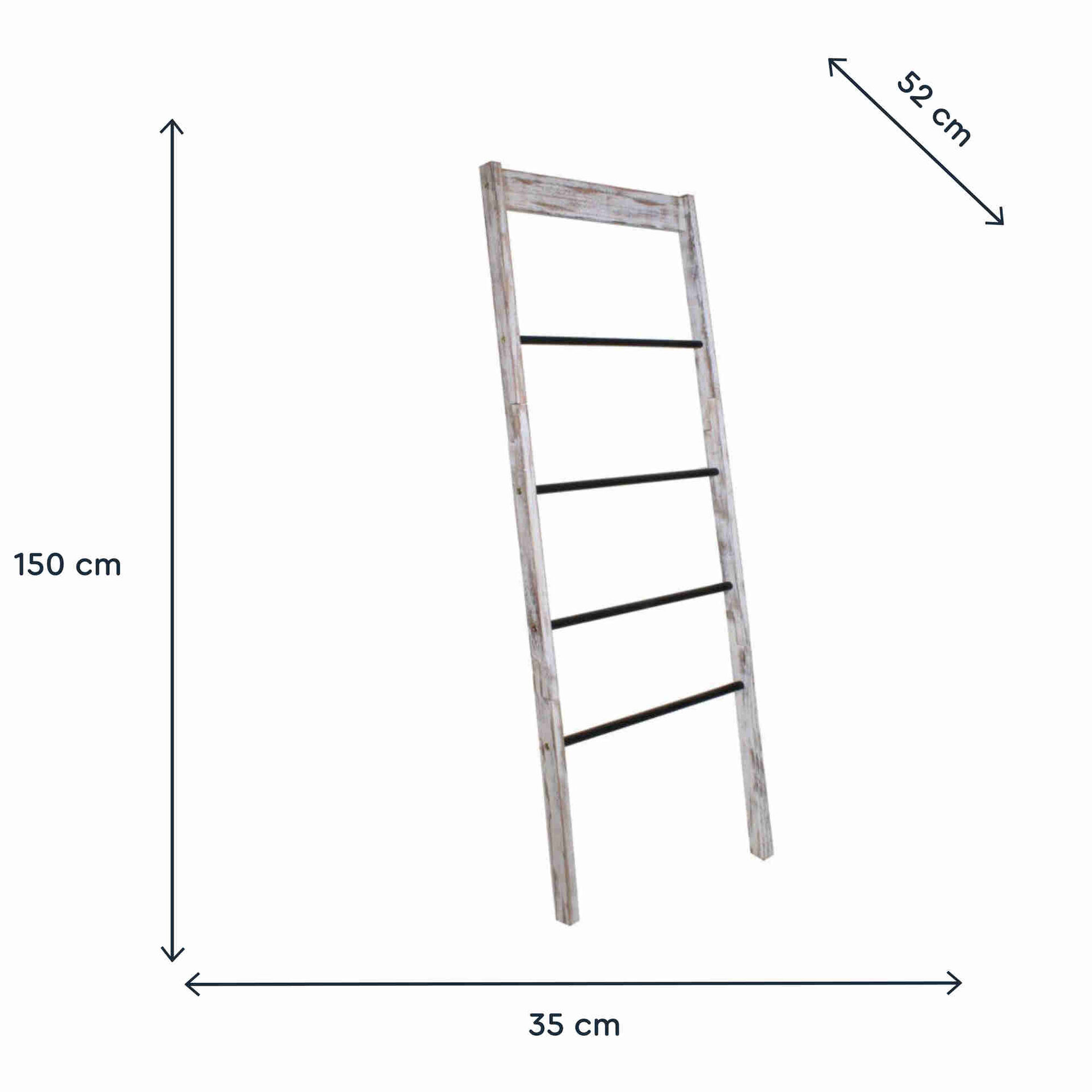 Toalheiro em Escada com 4 Varões 52x35x150cm Málaga