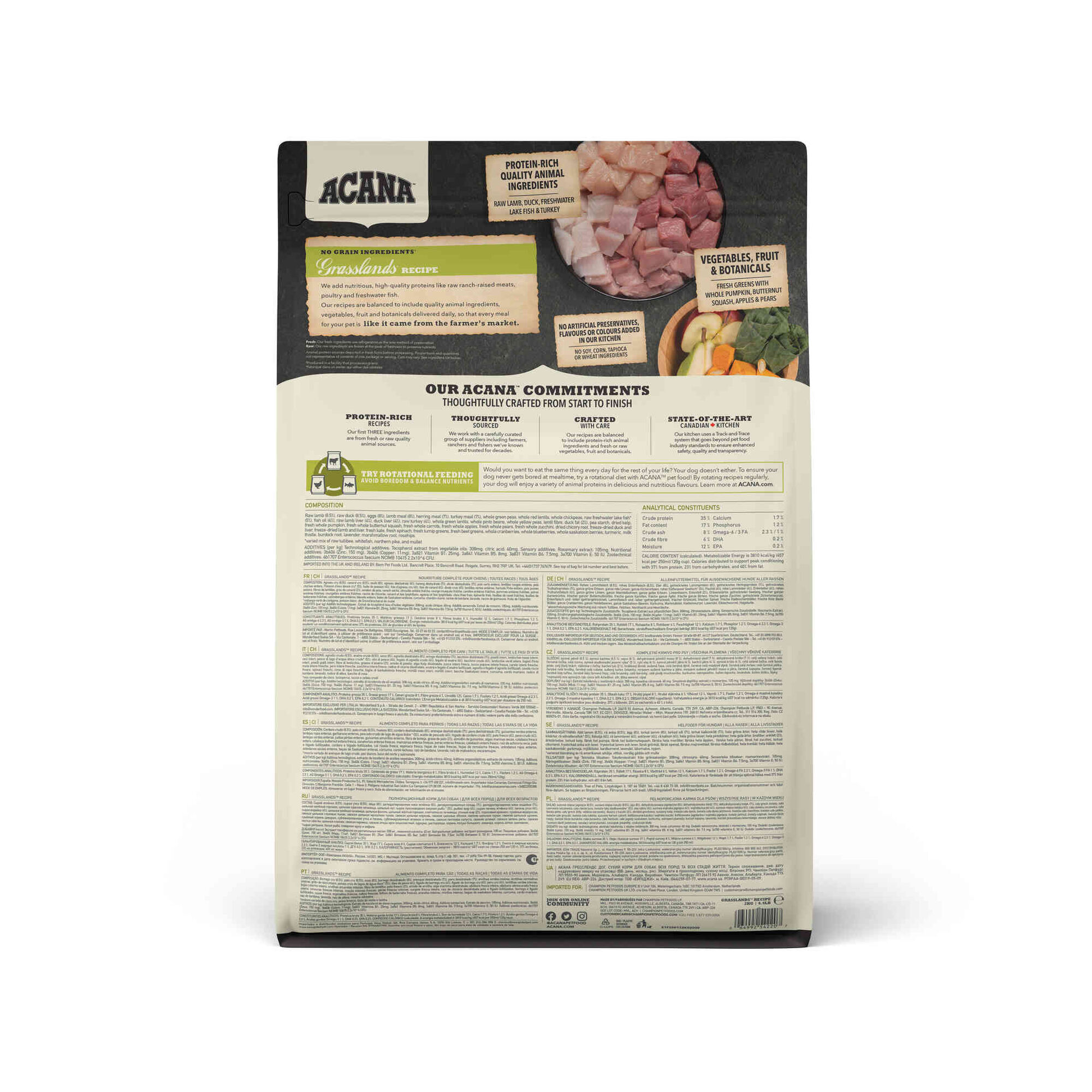 Ra&ccedil;&atilde;o para C&atilde;o Highest Protein Grasslands Recipe Acana