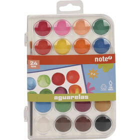 Conjunto 24 Aguarelas 30mm e Pincel Note!