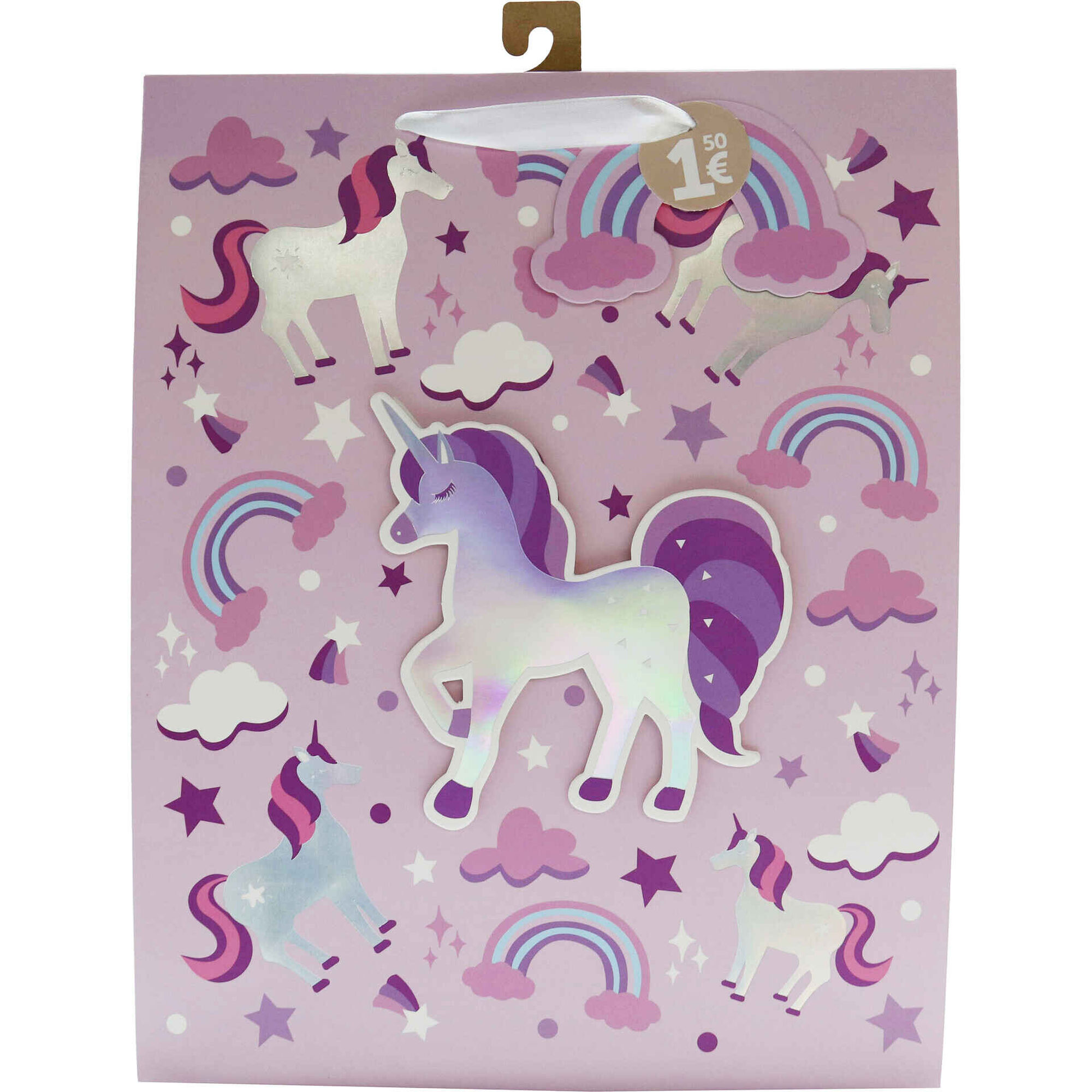 Saco para Presentes Unic&oacute;rnio 3D 35x28x14cm