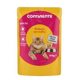 Comida H&uacute;mida para Gato Adulto Peda&ccedil;os em Molho Pato, Frango e Cenouras Saquetas