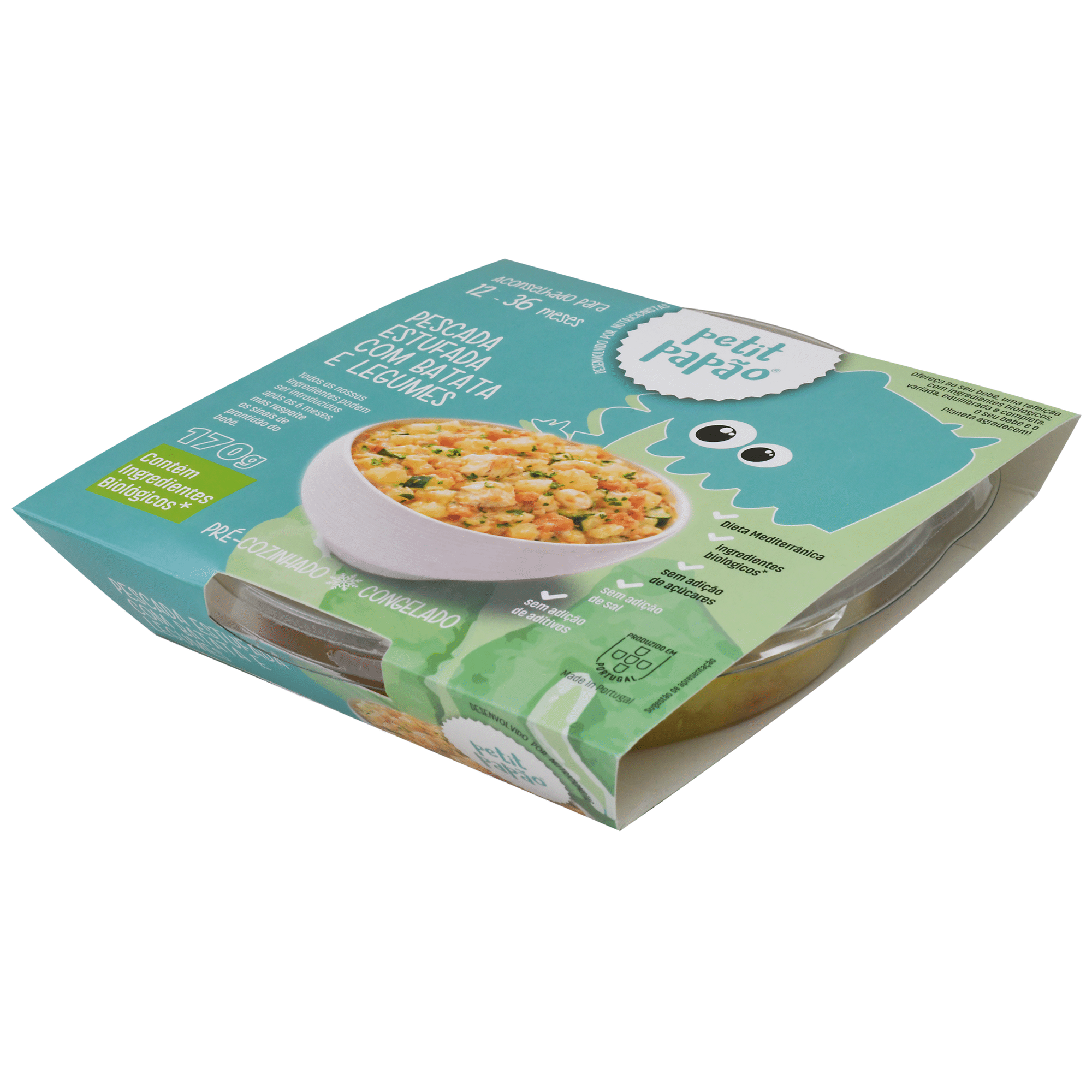 Pescada Estufada com Bata e Legumes +12M Petit Pap&atilde;o