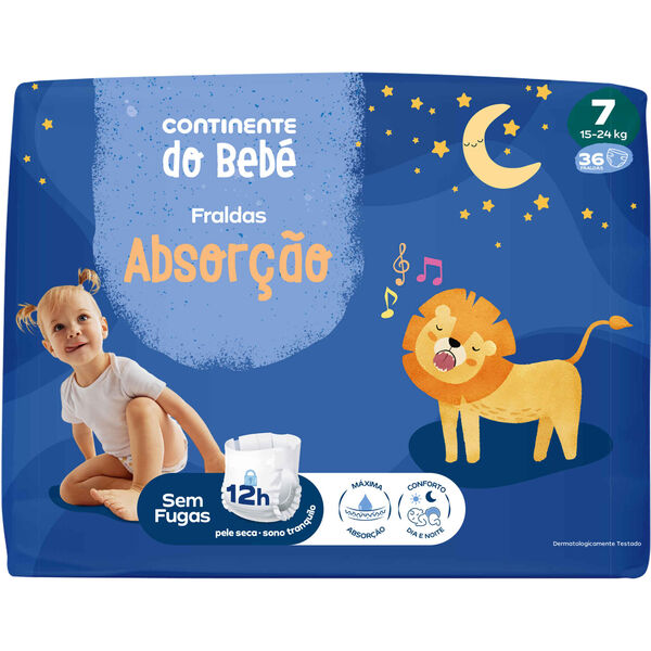 Fraldas Absorção 15-24kg T7 Continente do Bebé