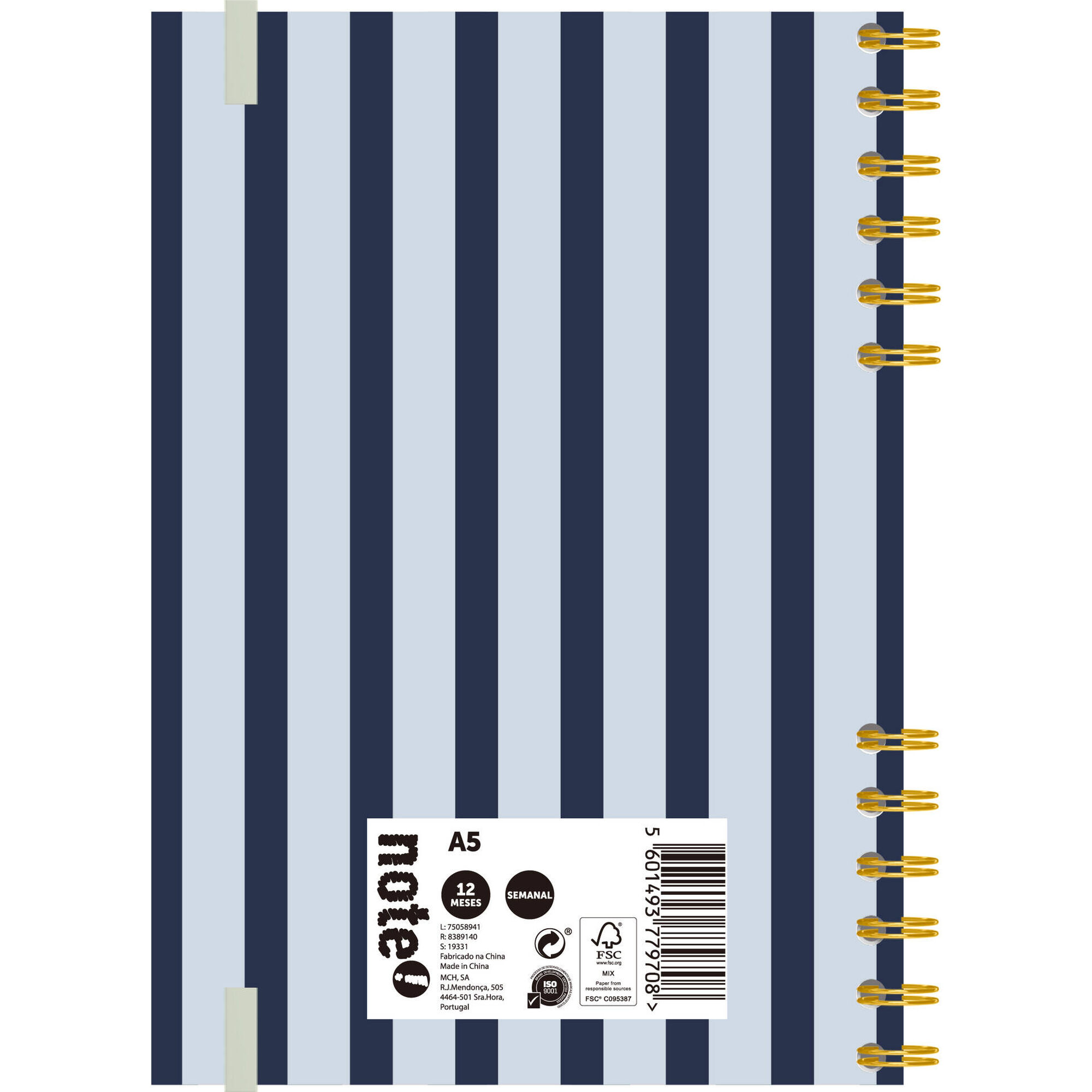 Agenda A5 2026 Espiral 12 Meses (várias cores)