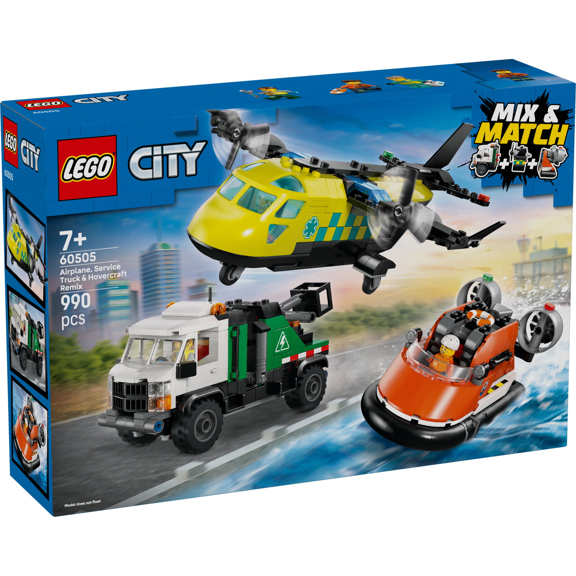 LEGO City - Combina&ccedil;&atilde;o de Avi&atilde;o, Cami&atilde;o de Assist&ecirc;ncia e Hovercraft - 60505