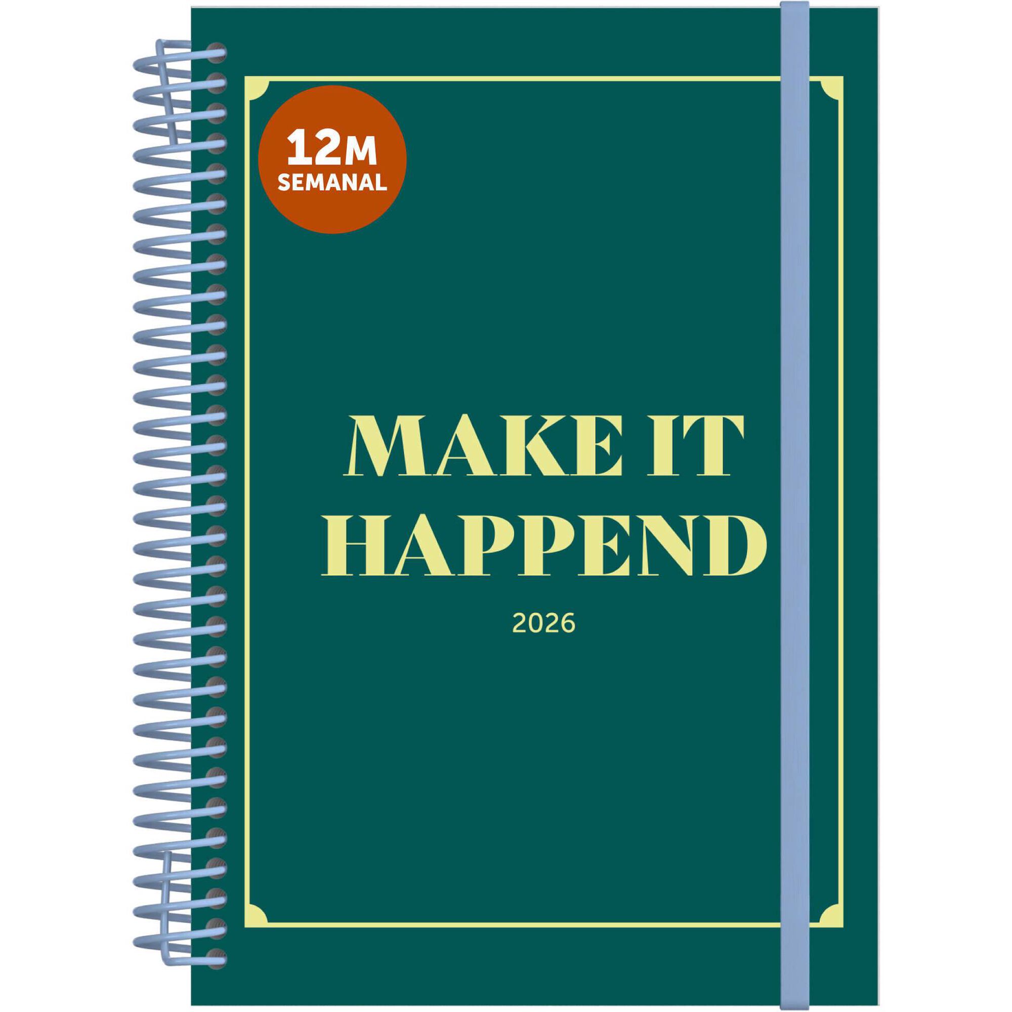 Agenda A5 2026 Espiral 12 Meses (várias cores)