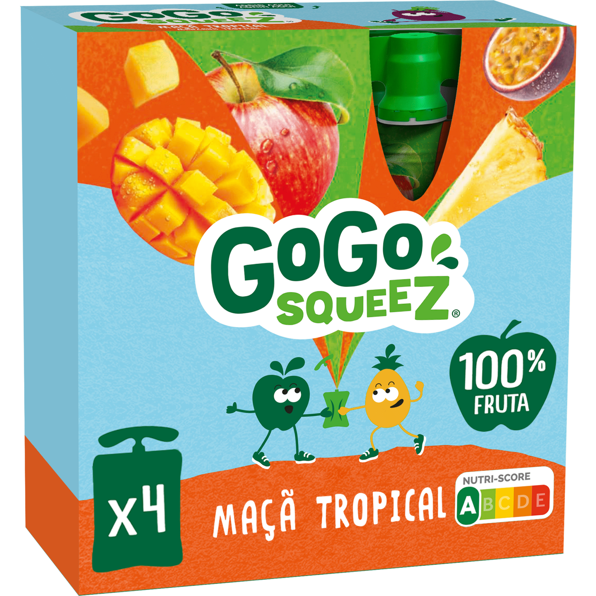 Pack  Saquetas de Fruta Ma&ccedil;&atilde; e Frutos Tropicais +3A GoGo squeeZ