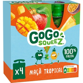 Pack  Saquetas de Fruta Ma&ccedil;&atilde; e Frutos Tropicais +3A GoGo squeeZ