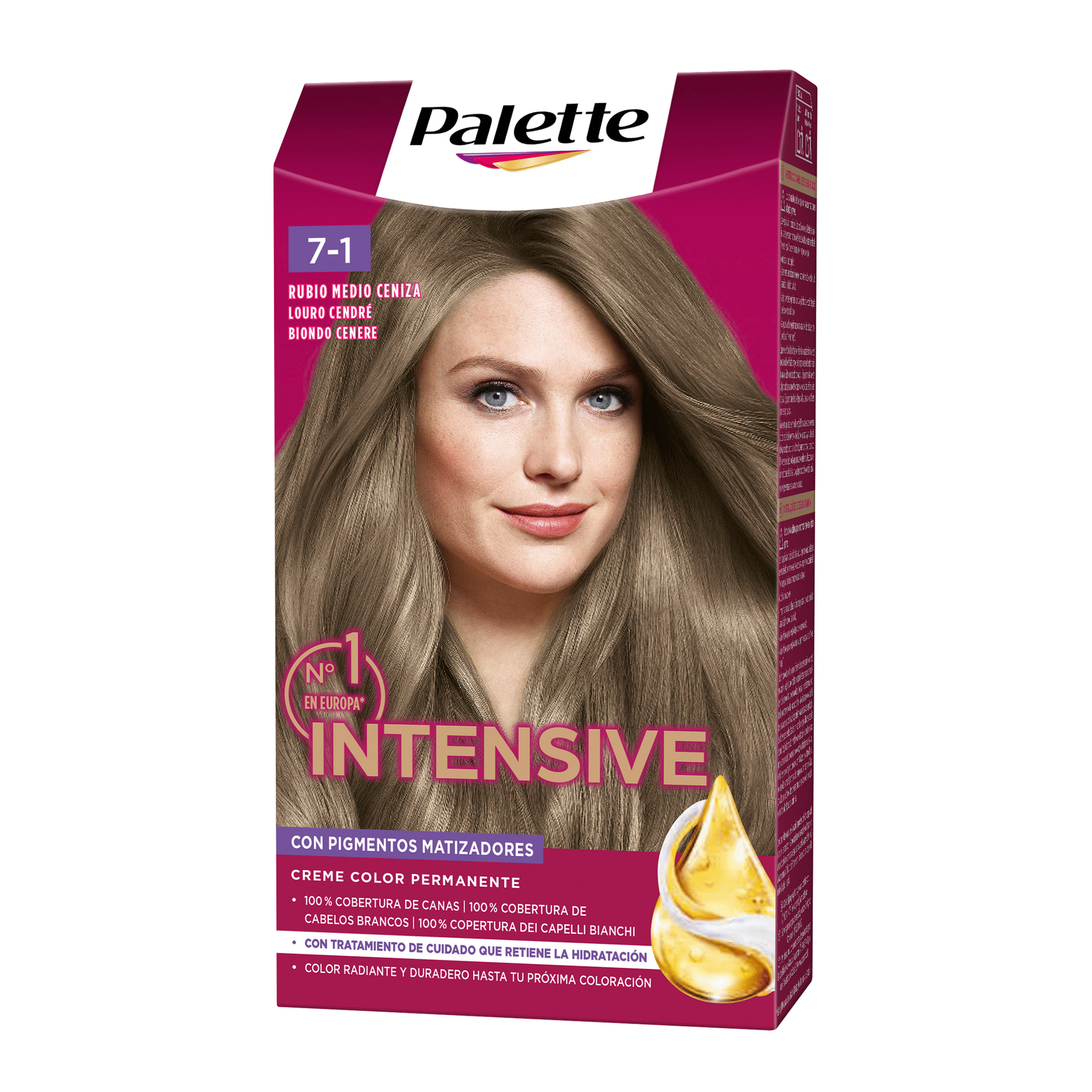 Colora&ccedil;&atilde;o Permanente Intensive Louro Cendr&eacute; 7-1 Palette