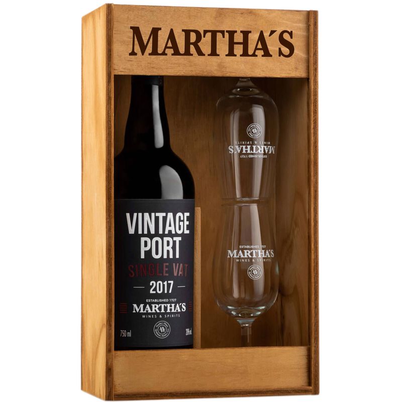 Martha's Vinho do Porto Vintage 2017 com Estojo e 2 Copos