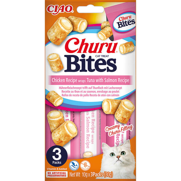 Snack para Gato Bites Frango com Atum e Salmão Churu