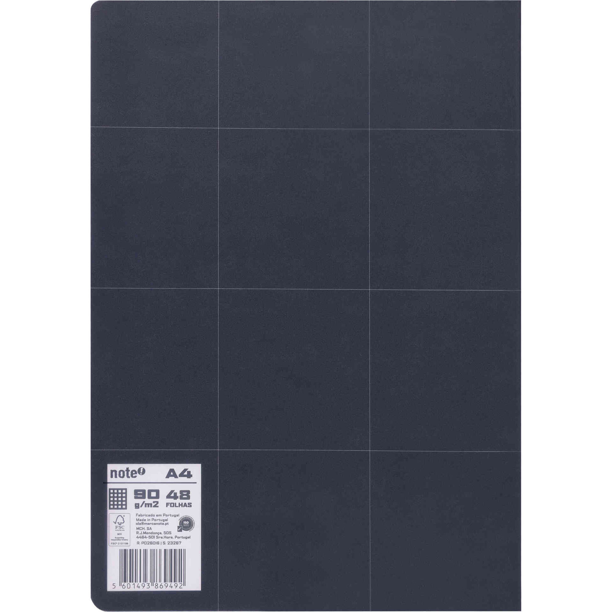 Caderno Note! Agrafado Flex&iacute;vel A4 Quadriculado Preto Pure para App Leccit