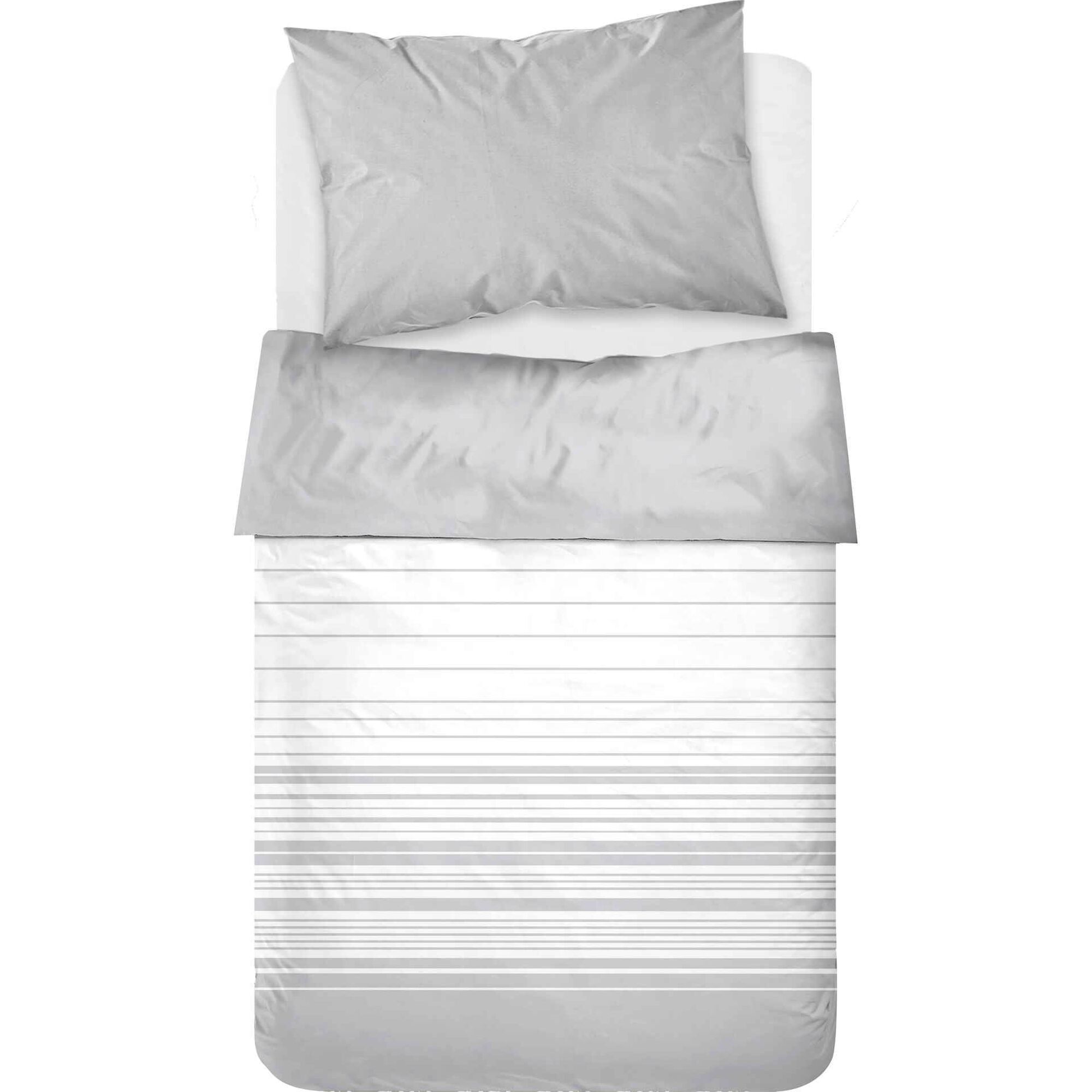 Conjunto Lençóis Algodão 160x270cm Risca Cinza