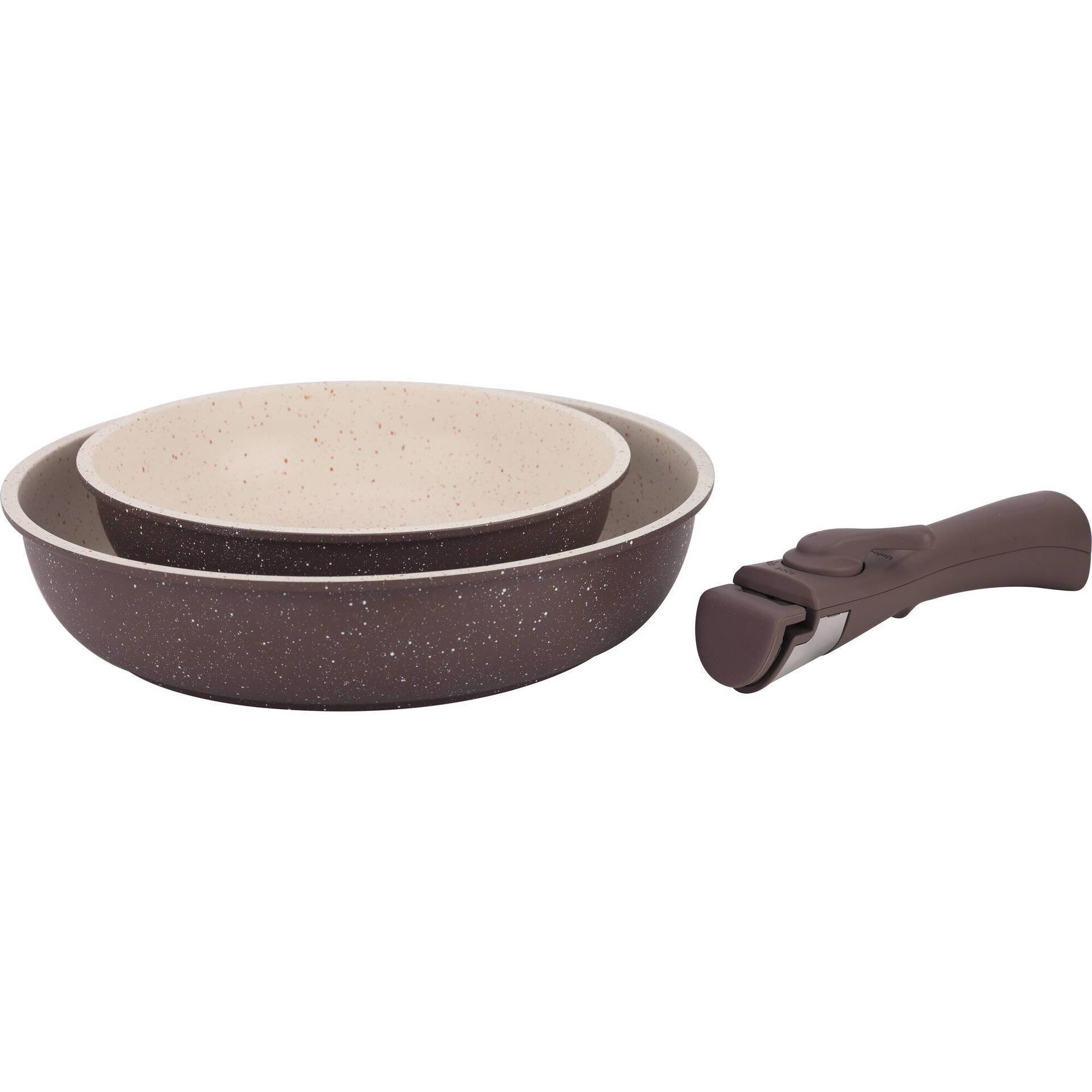 Conjunto Pega e 2 Frigideiras Antiaderente 20cm e 26cm Easy Click Conjunto Pega e 2 Frigideiras Antiaderente 20cm e 26cm Easy Click