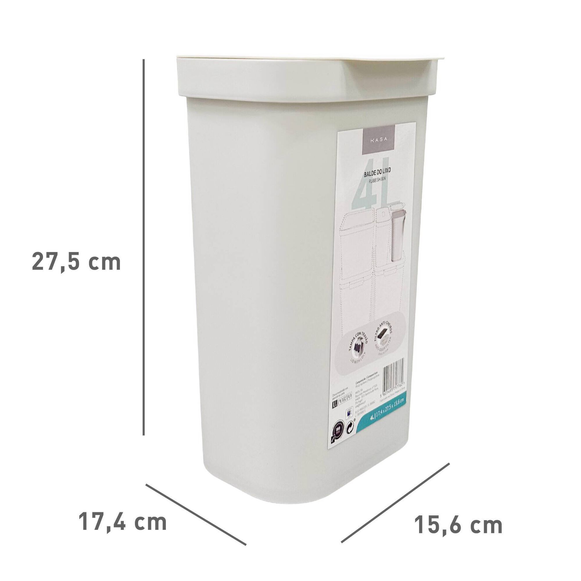 Balde Lixo Eco 4L Kasa