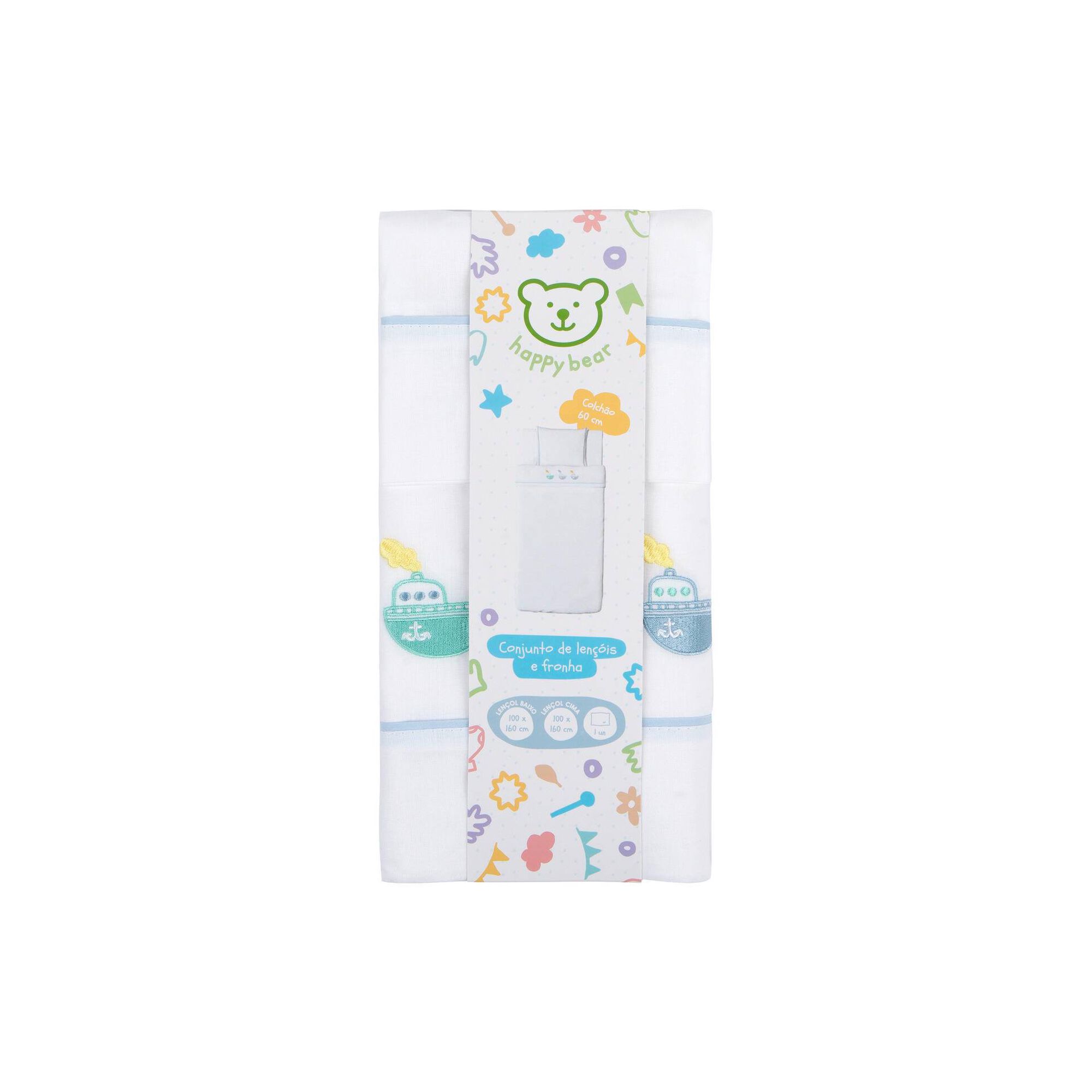 Conjunto 3 Peças Lençol Navios Azul