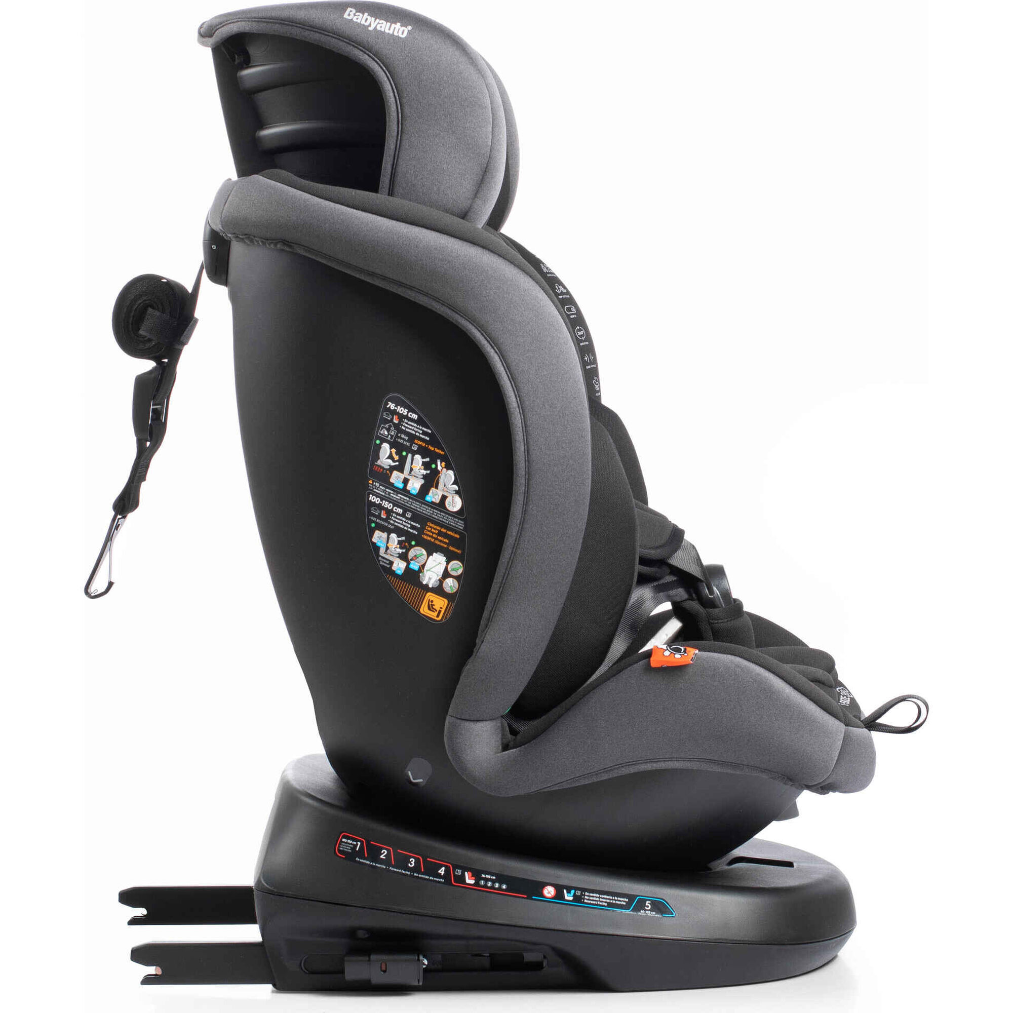 Cadeira Auto I-Size 40-150cm Isofix Rotativa Rodia Fix Cinza Escuro Babyauto