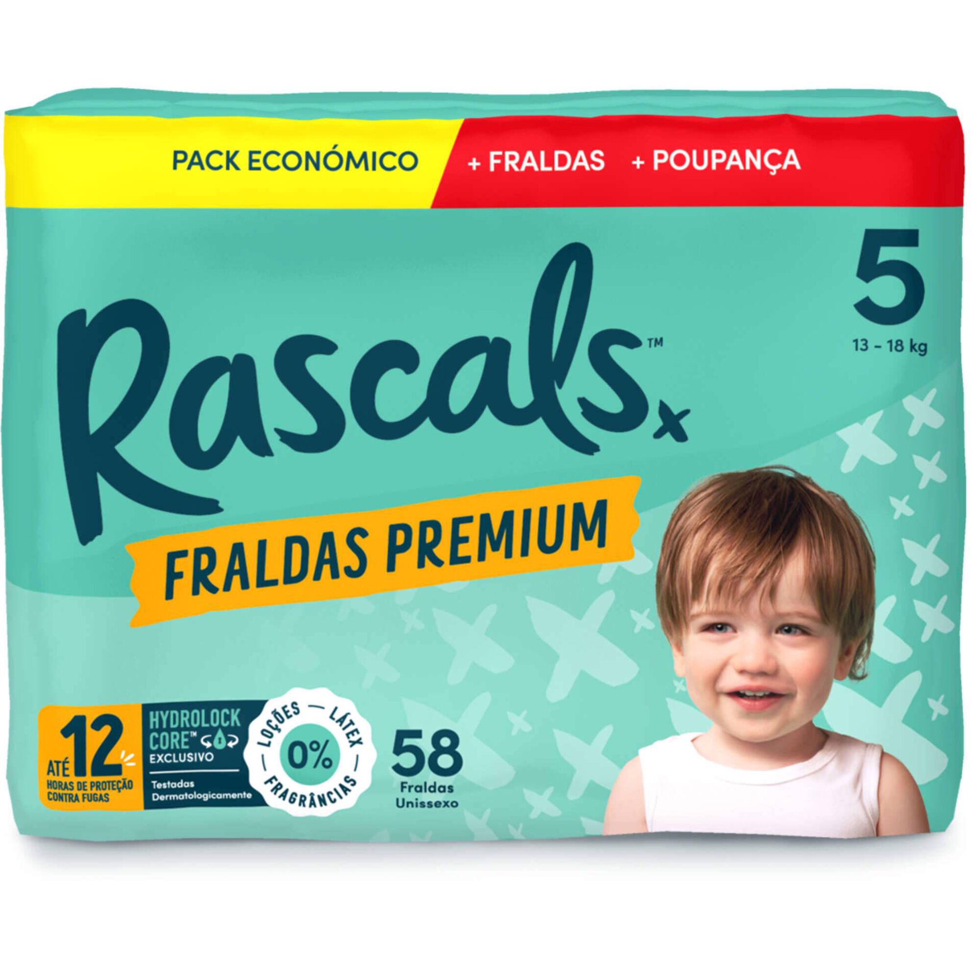 Box Fraldas Premium 13-18kg T5 Rascals