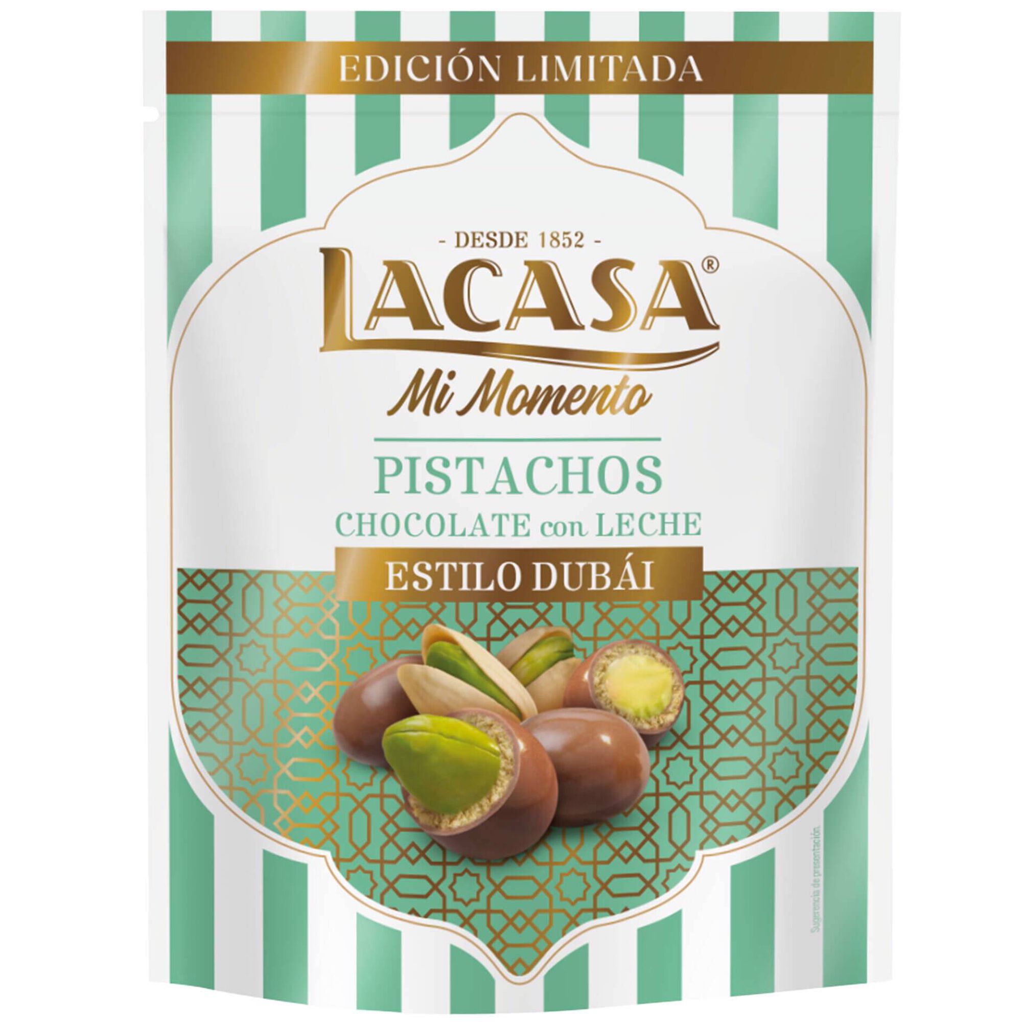 Pist&aacute;chio com Chocolate de Leite Dubai Lacasa