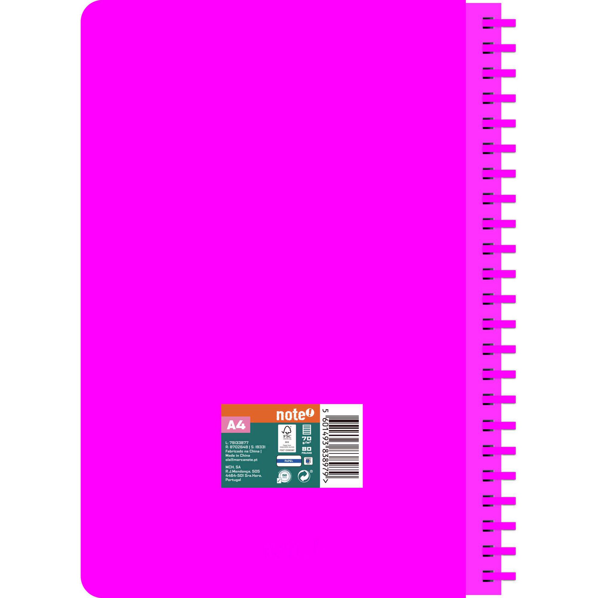Caderno A4 Neon Pautado (v&aacute;rias cores) Note!